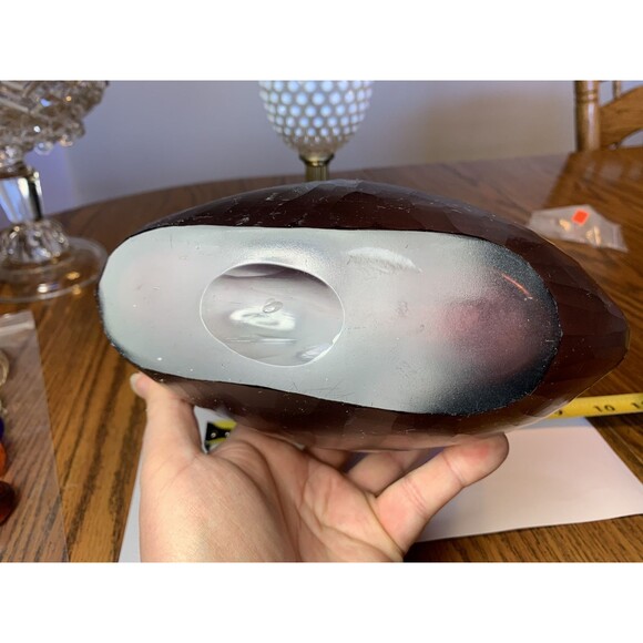 Vintage 9” Purple Amethyst Art Glass Pillow Vase Textured Exterior - Picture 9 of 10